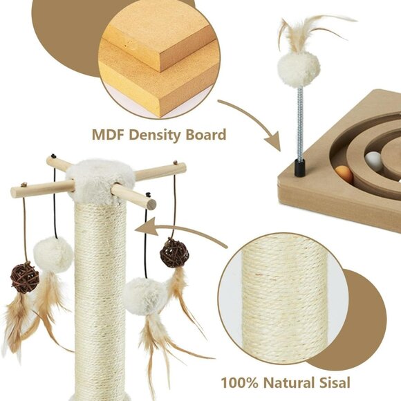 Cat Scratching Post Sisal Scratch Posts for Indoor Cats and Kittens with Trackin - Picture 3 of 7